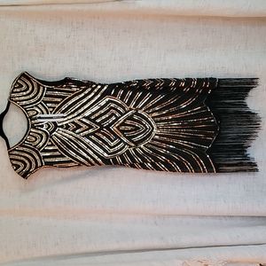 Babeyond black and gold flapper dress.